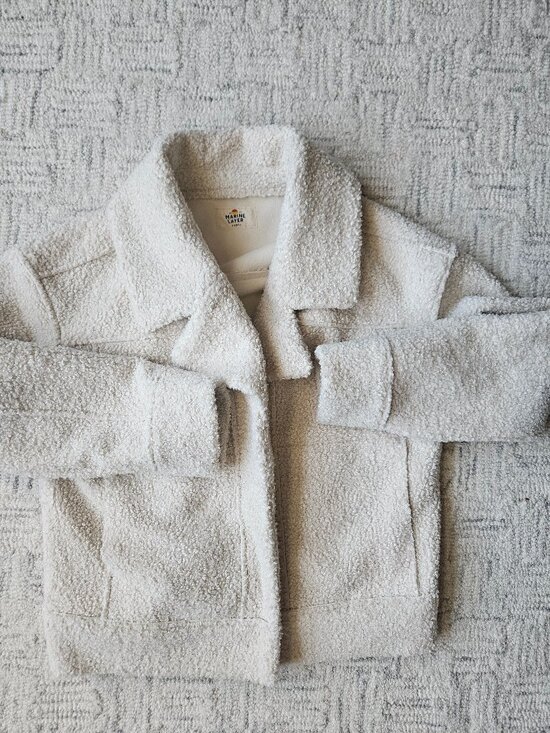 Marine Layer Jackets & Blazers - Marine Layer sherpa shearling cream ivory moto cropped women's coat jacket XS